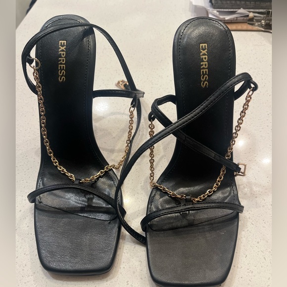 Black Express sandals, approx 4inch heel - Picture 3 of 5